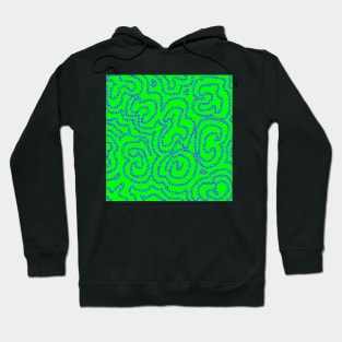 Textured Blue Doodle on Lime Green Abstract Hoodie